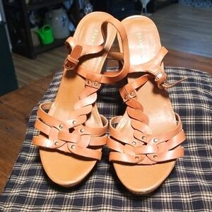 Franco Sarto Leather Wedge Sandals Size 8
